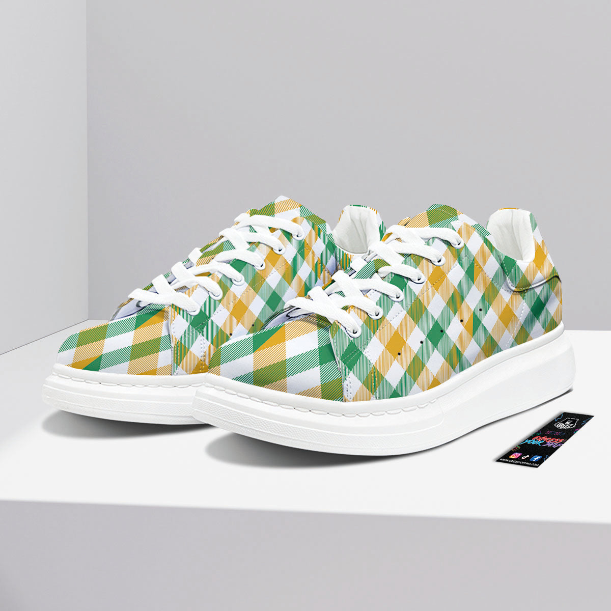 Patrick's Day Irish Plaid Print Platform Shoes-grizzshop