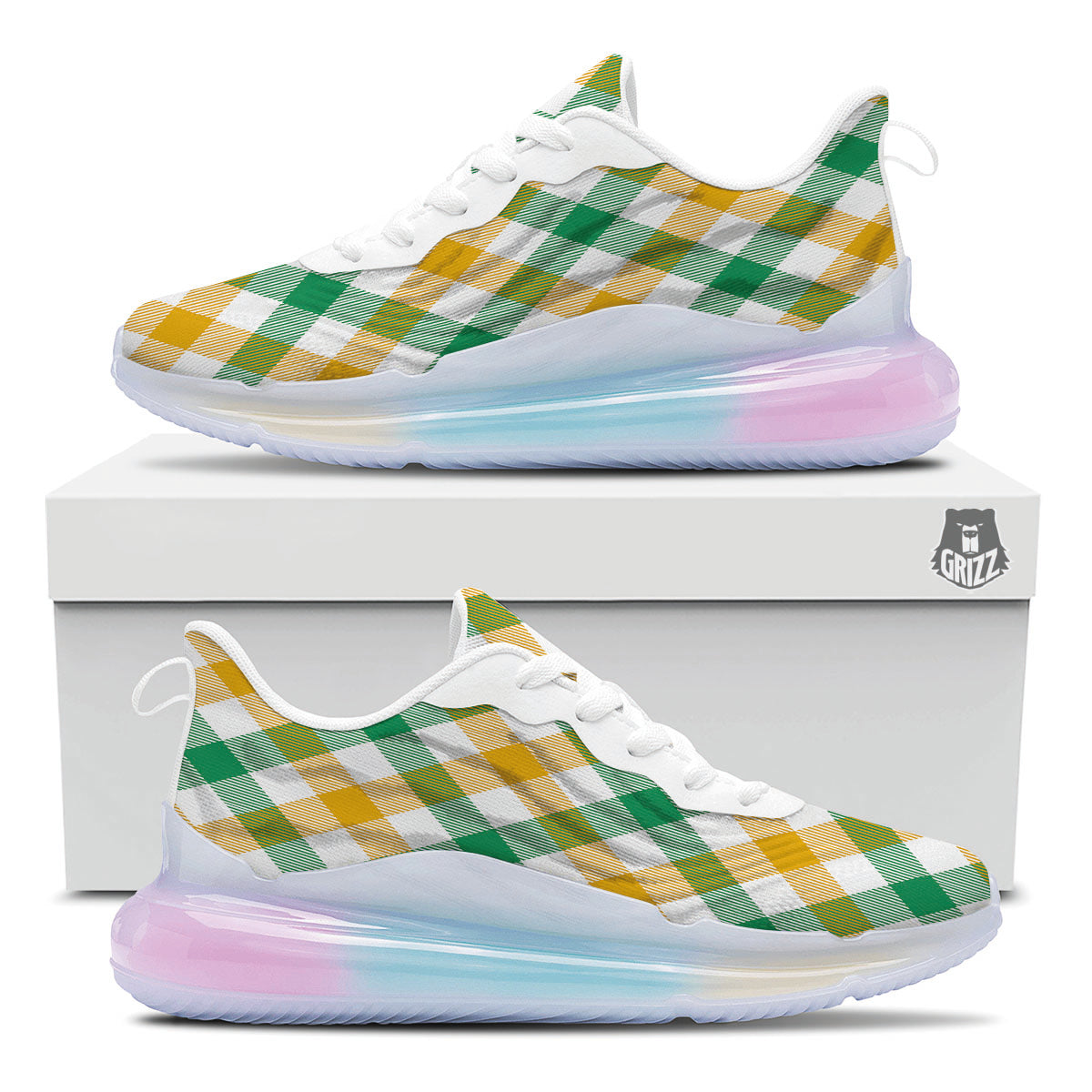 Patrick's Day Irish Plaid Print Running Sneakers-grizzshop