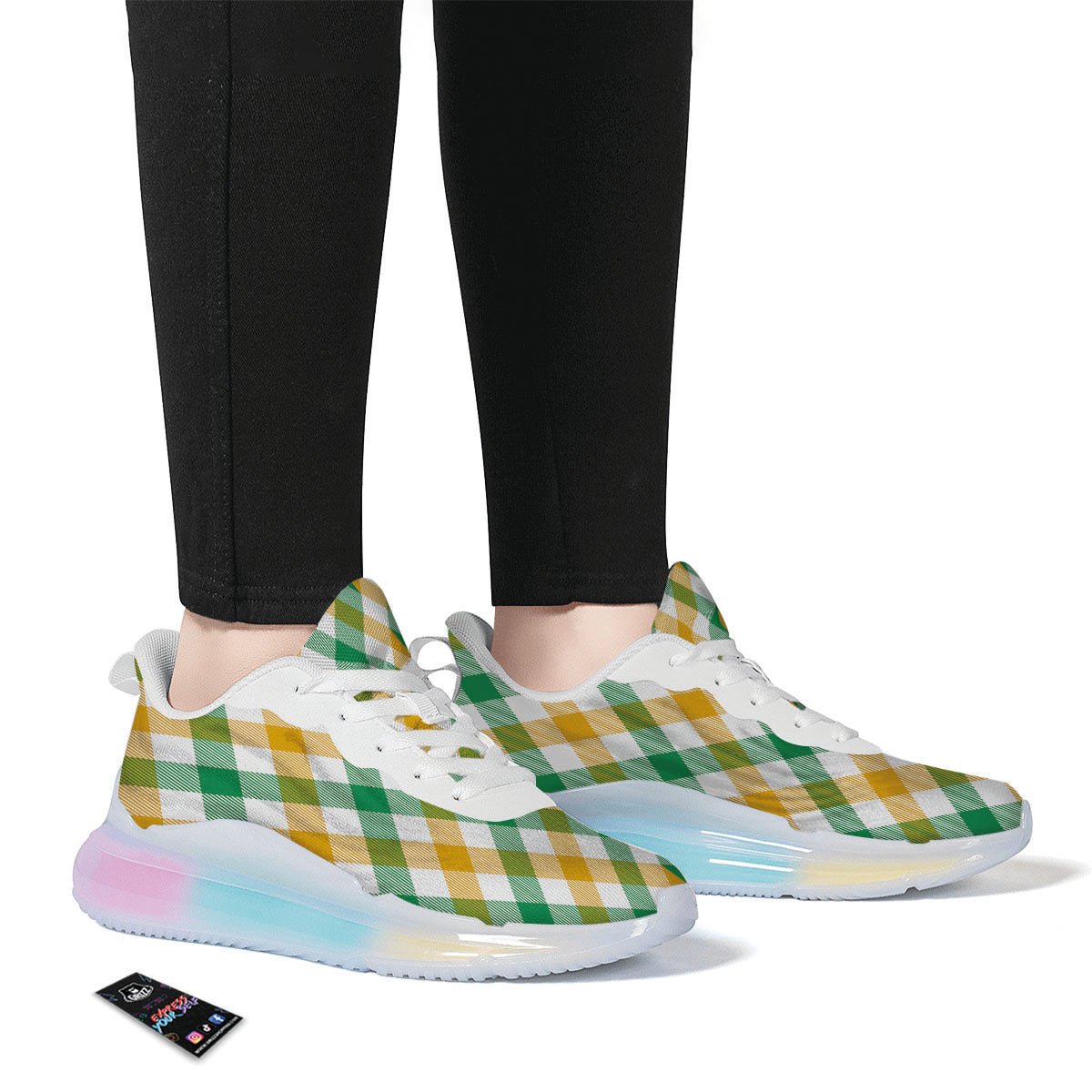 Patrick's Day Irish Plaid Print Running Sneakers-grizzshop