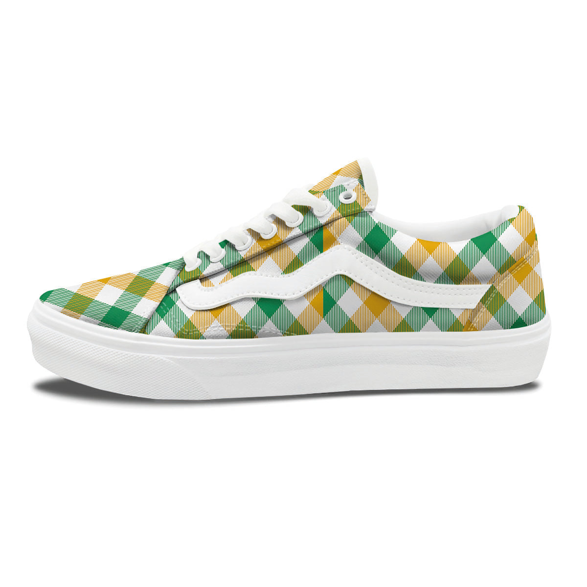 Patrick's Day Irish Plaid Print Skate Shoes-grizzshop