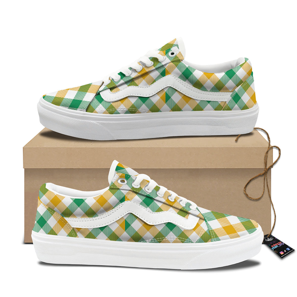 Patrick's Day Irish Plaid Print Skate Shoes-grizzshop