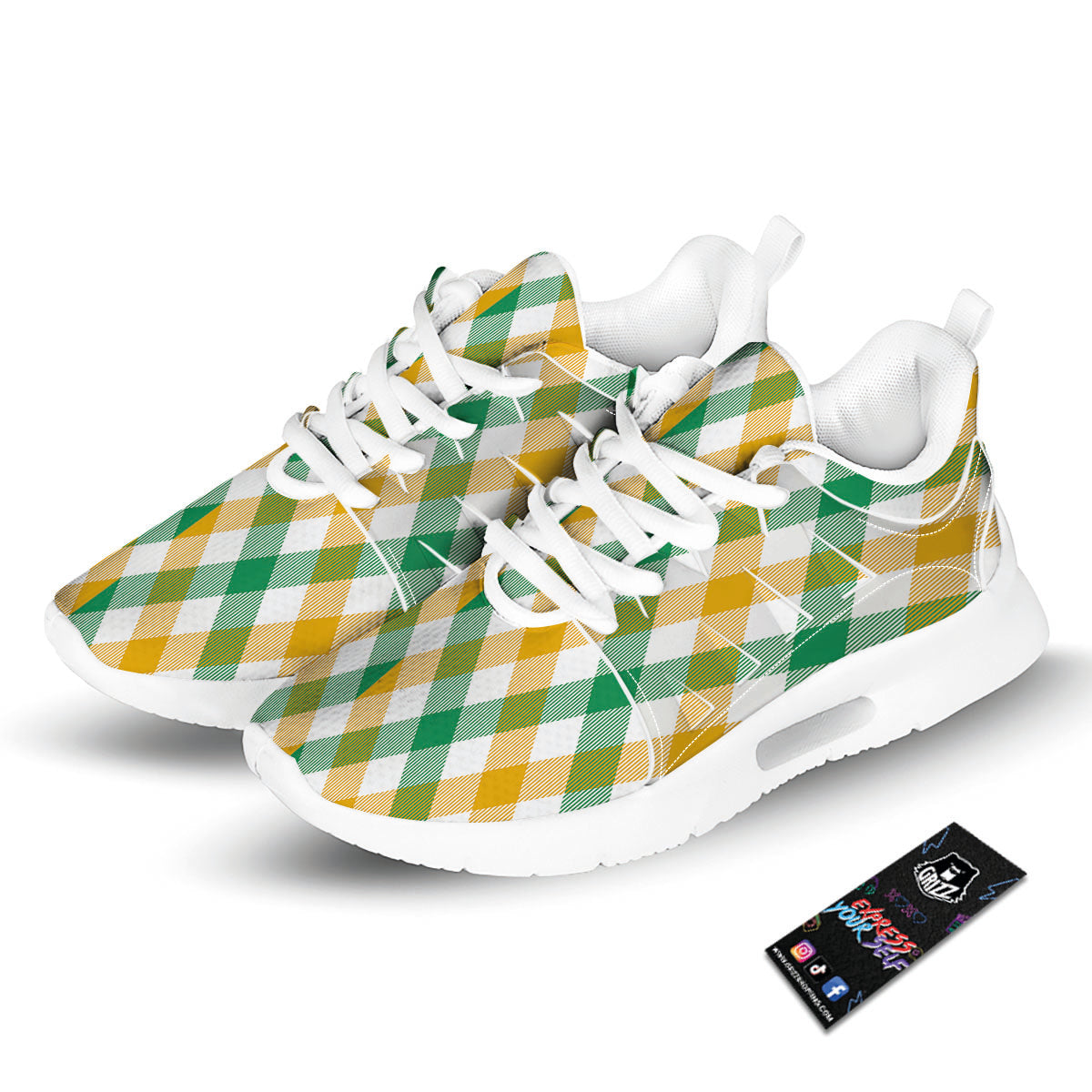 Patrick's Day Irish Plaid Print Tennis Shoes-grizzshop