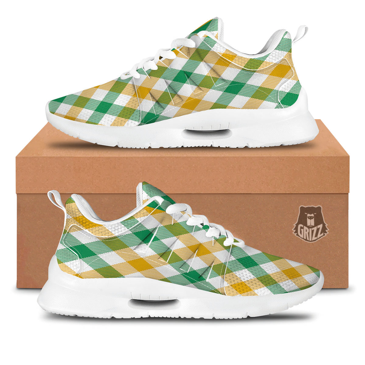 Patrick's Day Irish Plaid Print Tennis Shoes-grizzshop