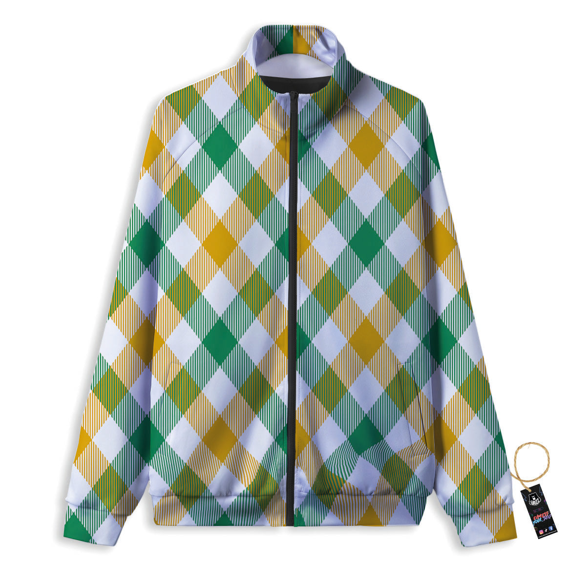 Patrick's Day Irish Plaid Print Track Jacket-grizzshop