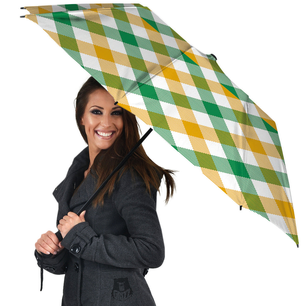 Patrick's Day Irish Plaid Print Umbrella-grizzshop