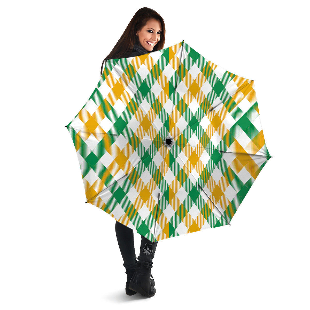 Patrick's Day Irish Plaid Print Umbrella-grizzshop