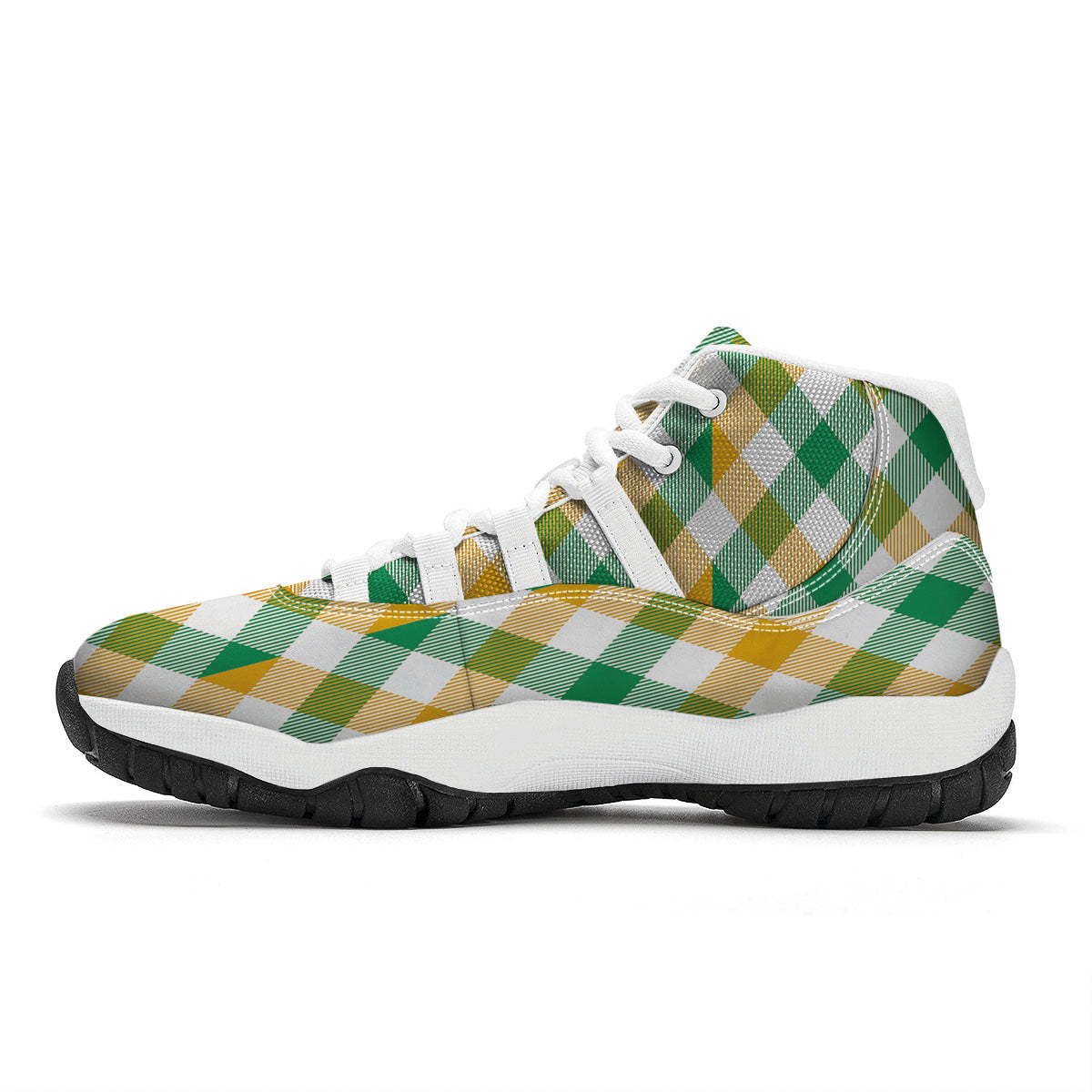 Patrick's Day Irish Plaid Print White Bball Shoes-grizzshop