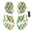 Patrick's Day Irish Plaid Print White Open Toe Sandals-grizzshop