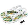 Patrick's Day Irish Plaid Print White Open Toe Sandals-grizzshop