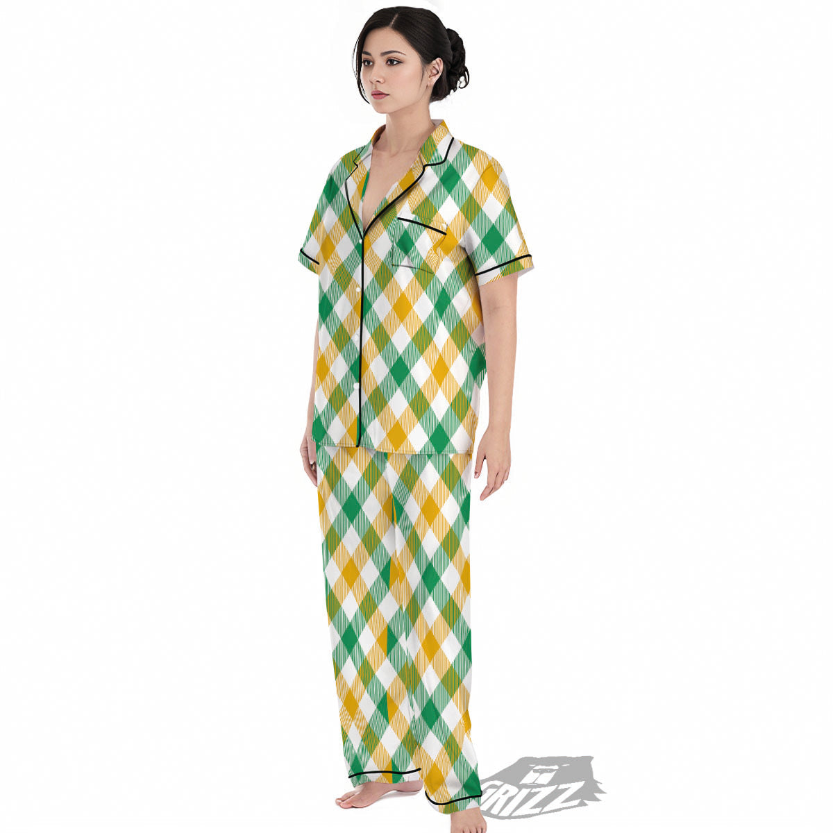 Patrick's Day Irish Plaid Print Women's Pajamas Set-grizzshop