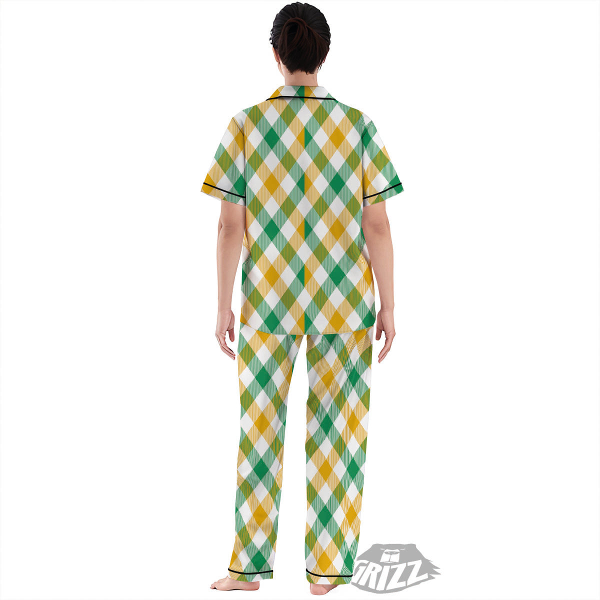 Patrick's Day Irish Plaid Print Women's Pajamas Set-grizzshop