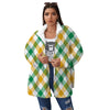 Patrick's Day Irish Plaid Print Women's Sherpa Jacket-grizzshop