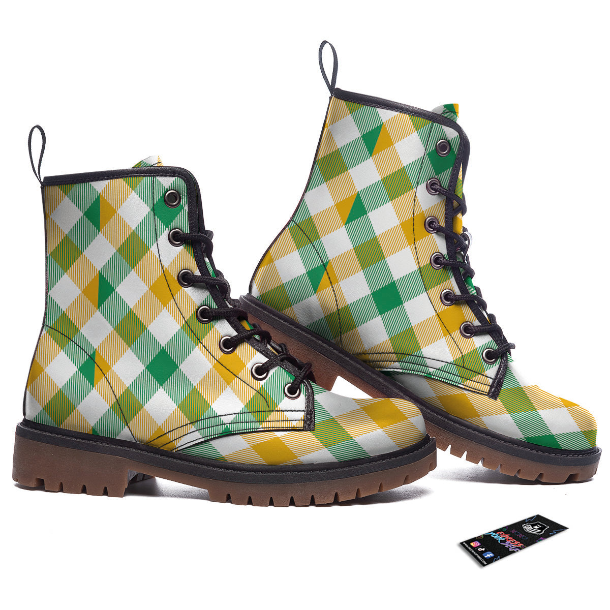 Patrick's Day Irish Plaid Print Work Boots-grizzshop