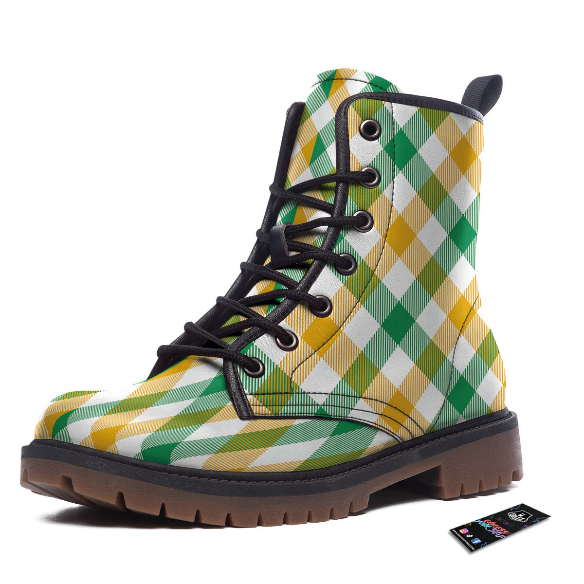 Patrick's Day Irish Plaid Print Work Boots-grizzshop