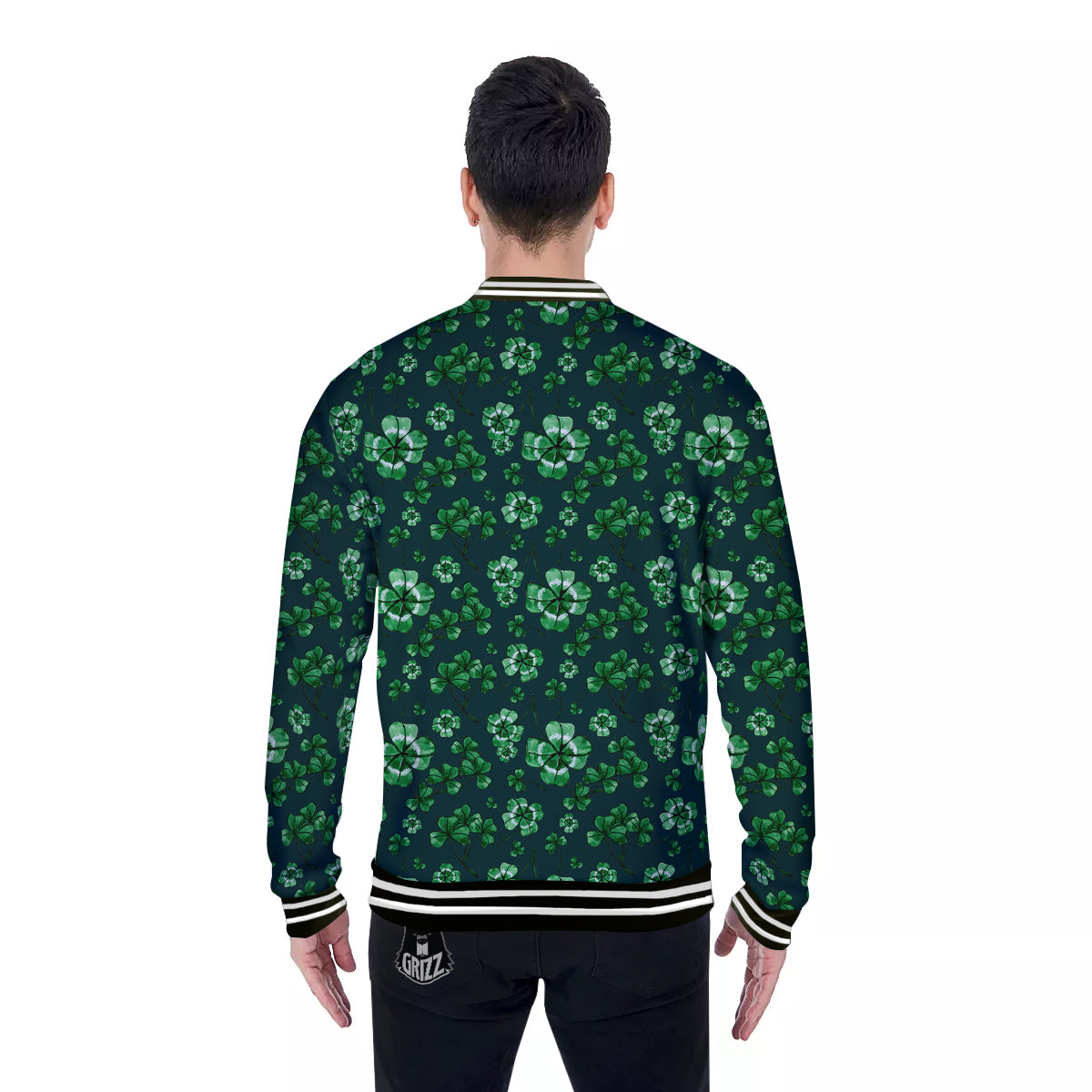 Patrick's Day Watercolor Saint Print Pattern Baseball Jacket-grizzshop