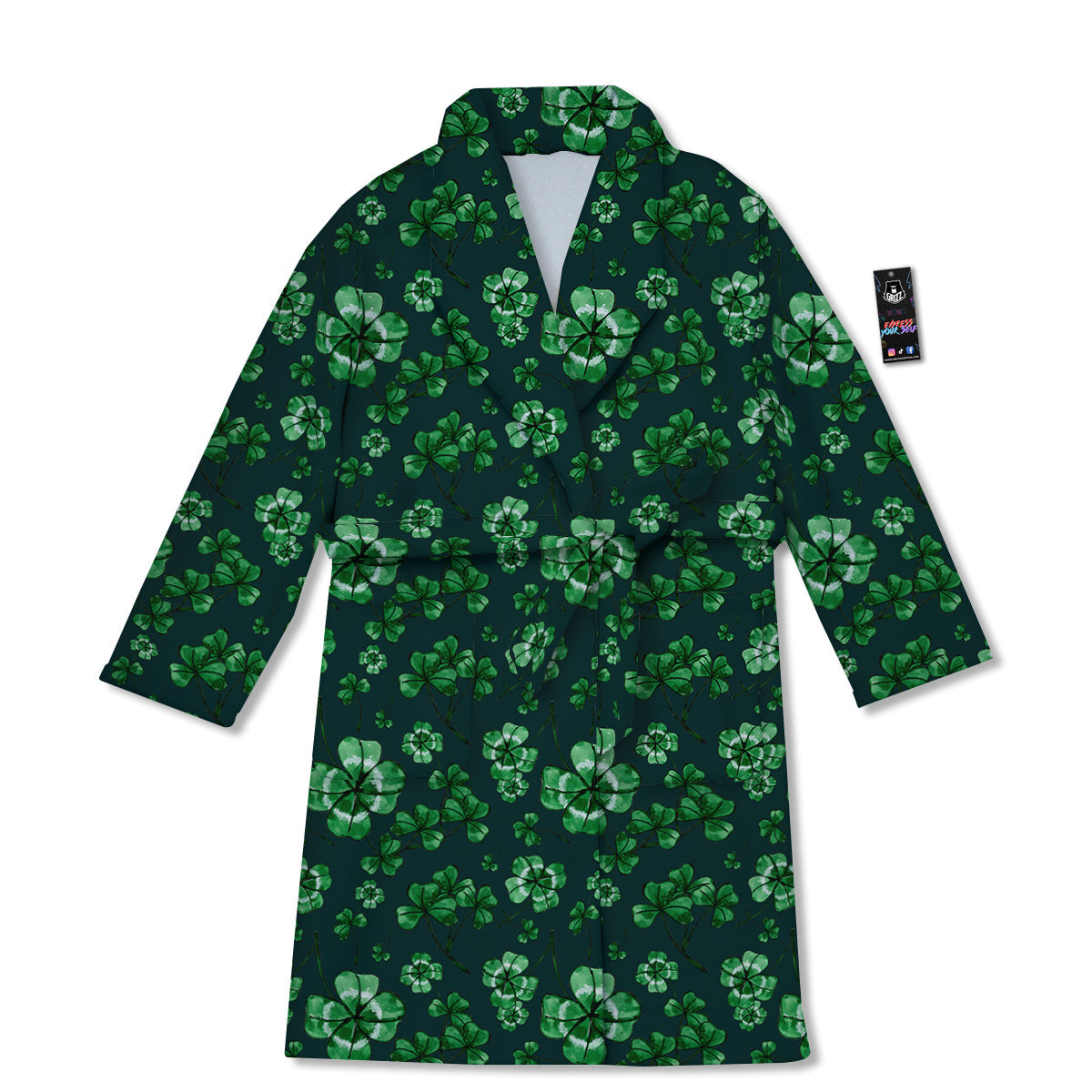 Patrick's Day Watercolor Saint Print Pattern Bathrobe-grizzshop