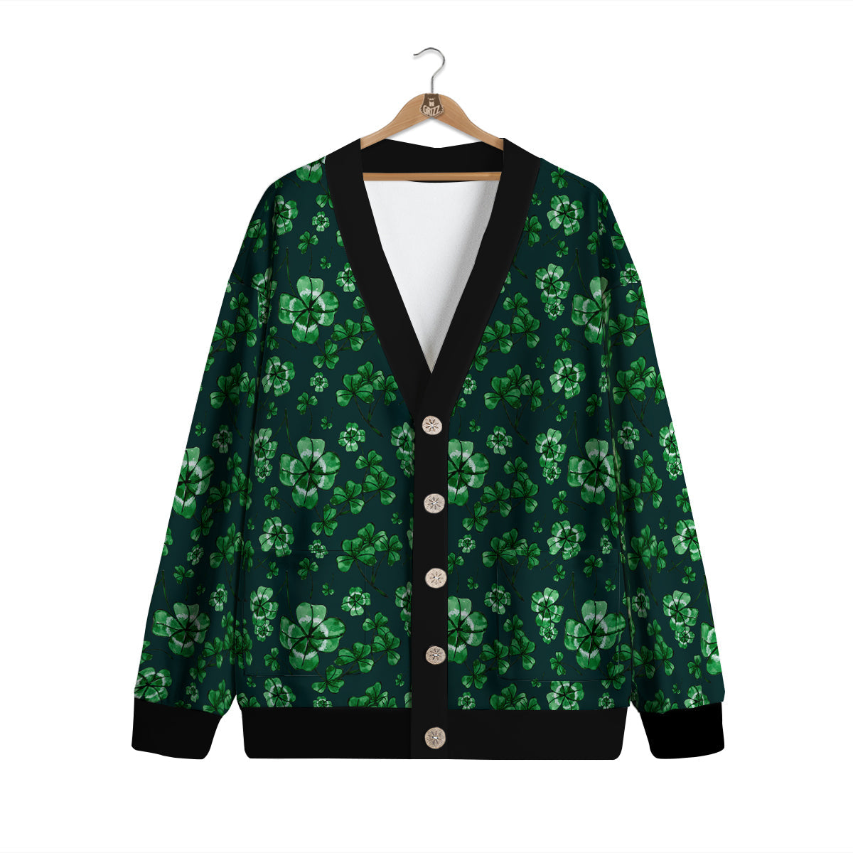 Patrick's Day Watercolor Saint Print Pattern Cardigan-grizzshop