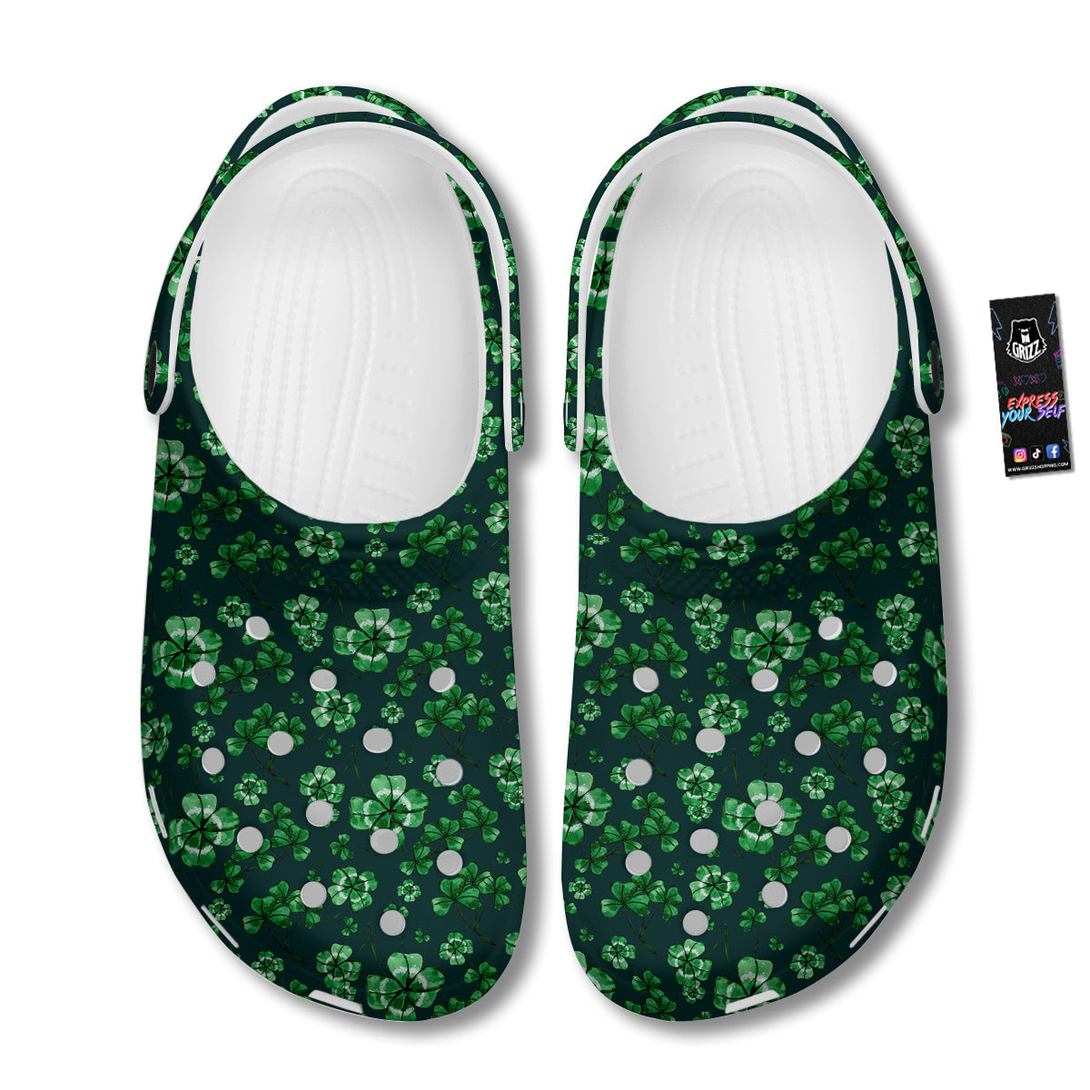 Patrick's Day Watercolor Saint Print Pattern Clog-grizzshop