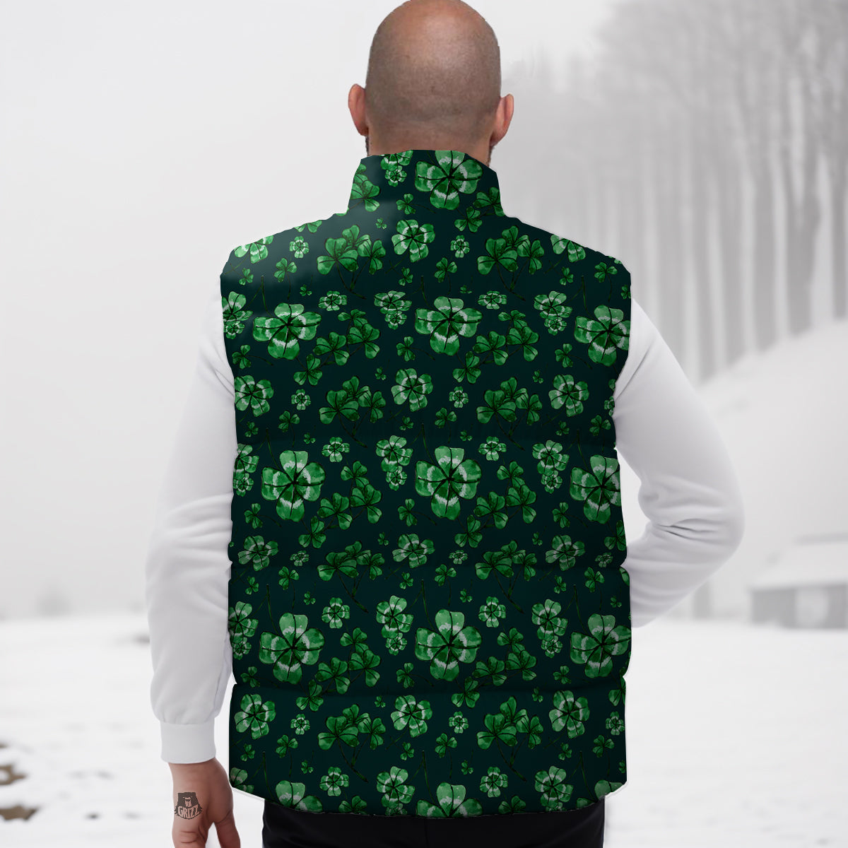 Patrick's Day Watercolor Saint Print Pattern Down Vest