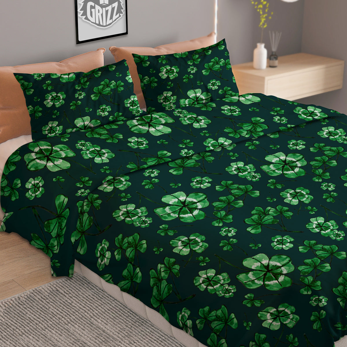 Patrick's Day Watercolor Saint Print Pattern Duvet Cover Bedding Set