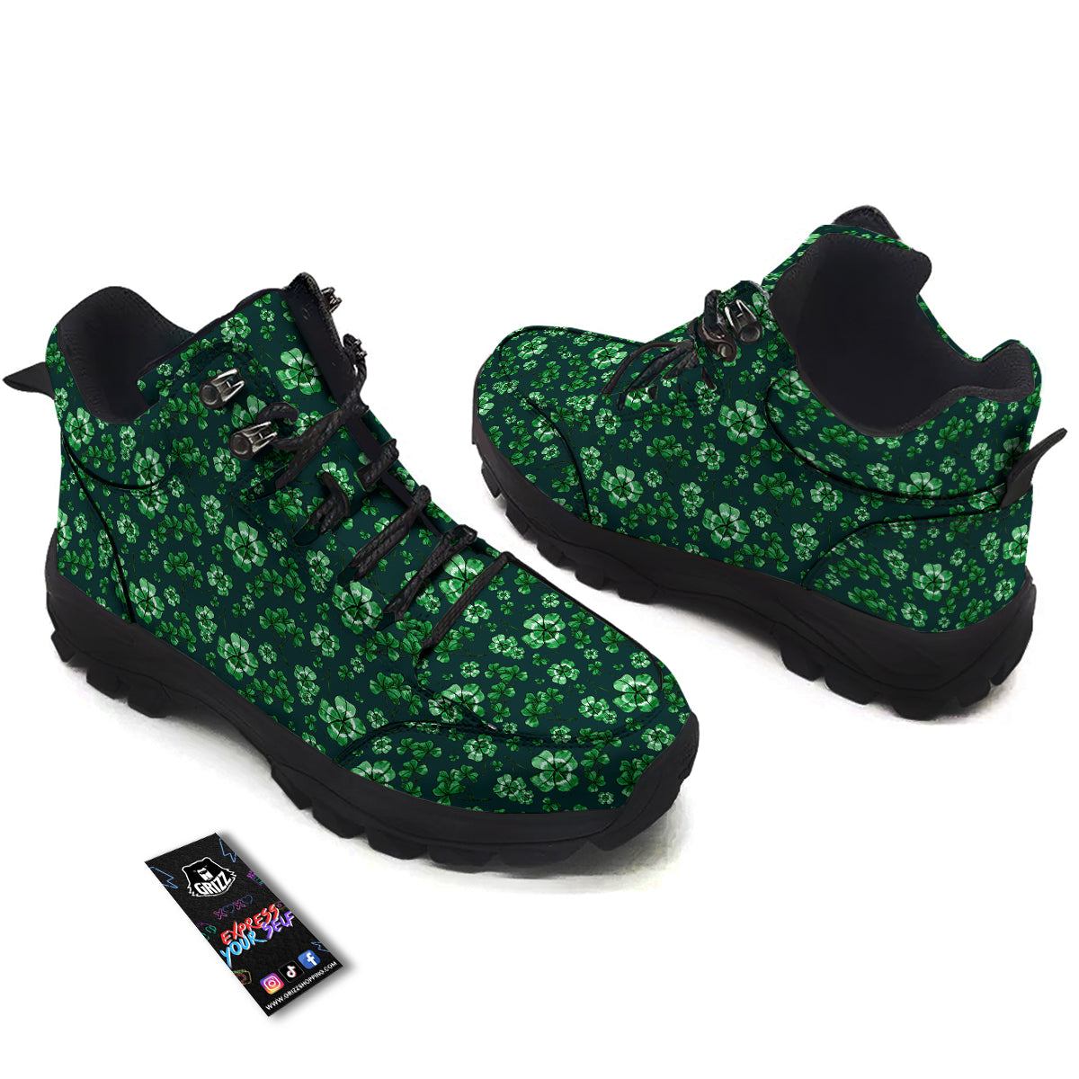 Patrick's Day Watercolor Saint Print Pattern Hiking Shoes-grizzshop