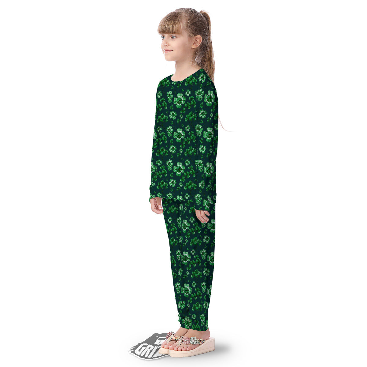 Patrick's Day Watercolor Saint Print Pattern Kid's Pajamas-grizzshop