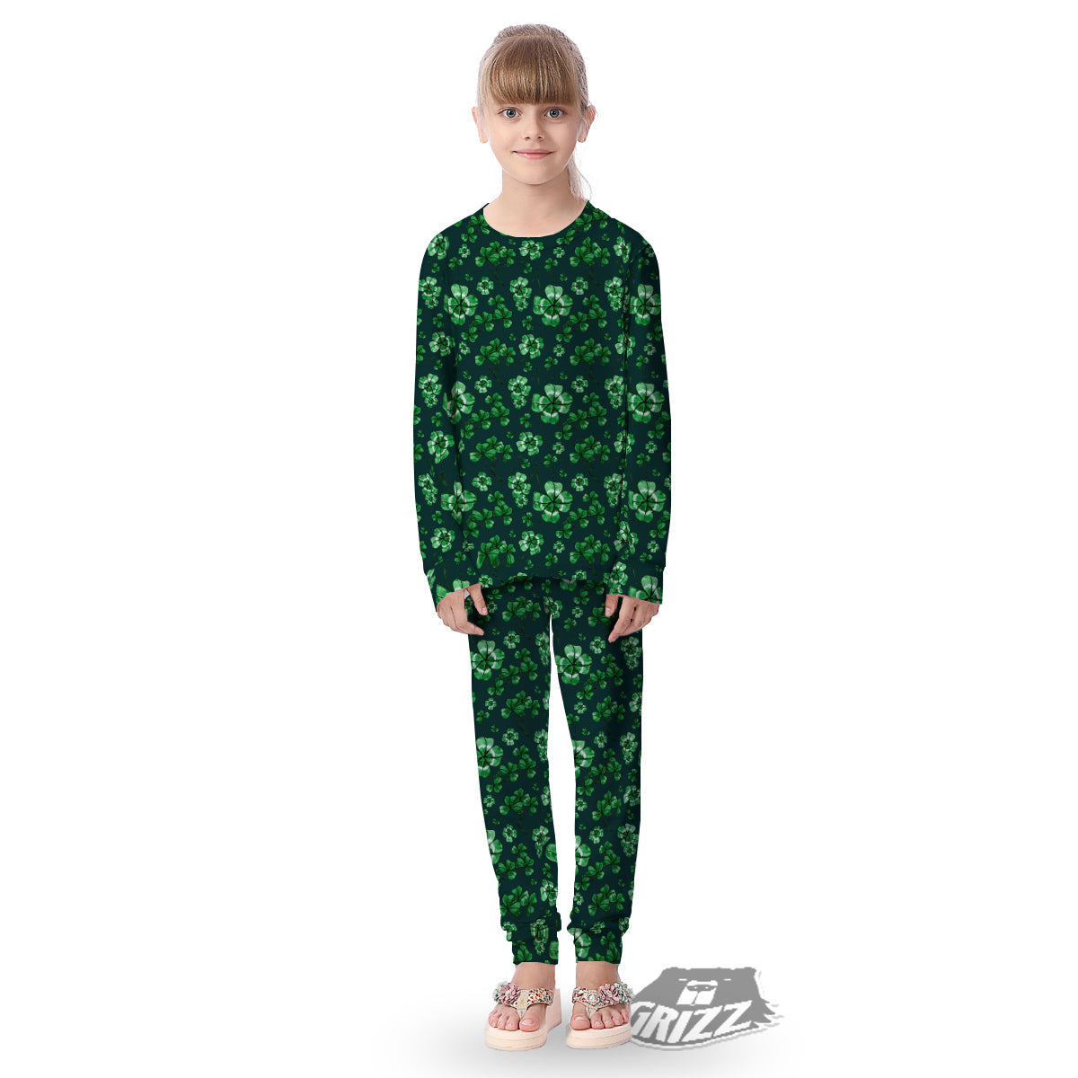 Patrick's Day Watercolor Saint Print Pattern Kid's Pajamas-grizzshop