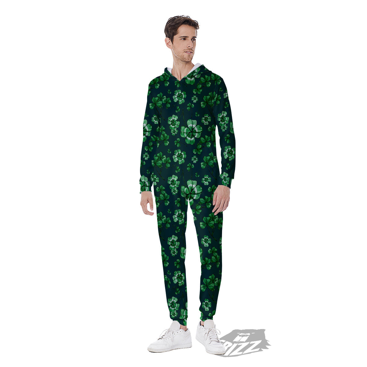 Patrick's Day Watercolor Saint Print Pattern Men's Jumpsuit-grizzshop