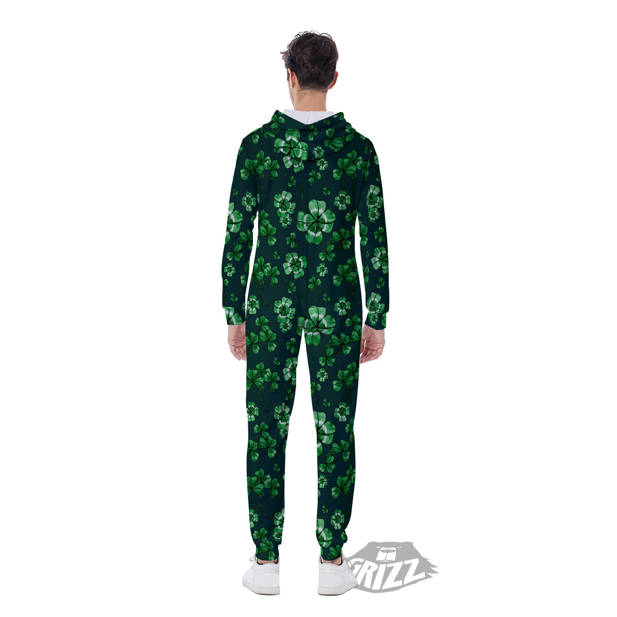 Patrick's Day Watercolor Saint Print Pattern Men's Jumpsuit-grizzshop