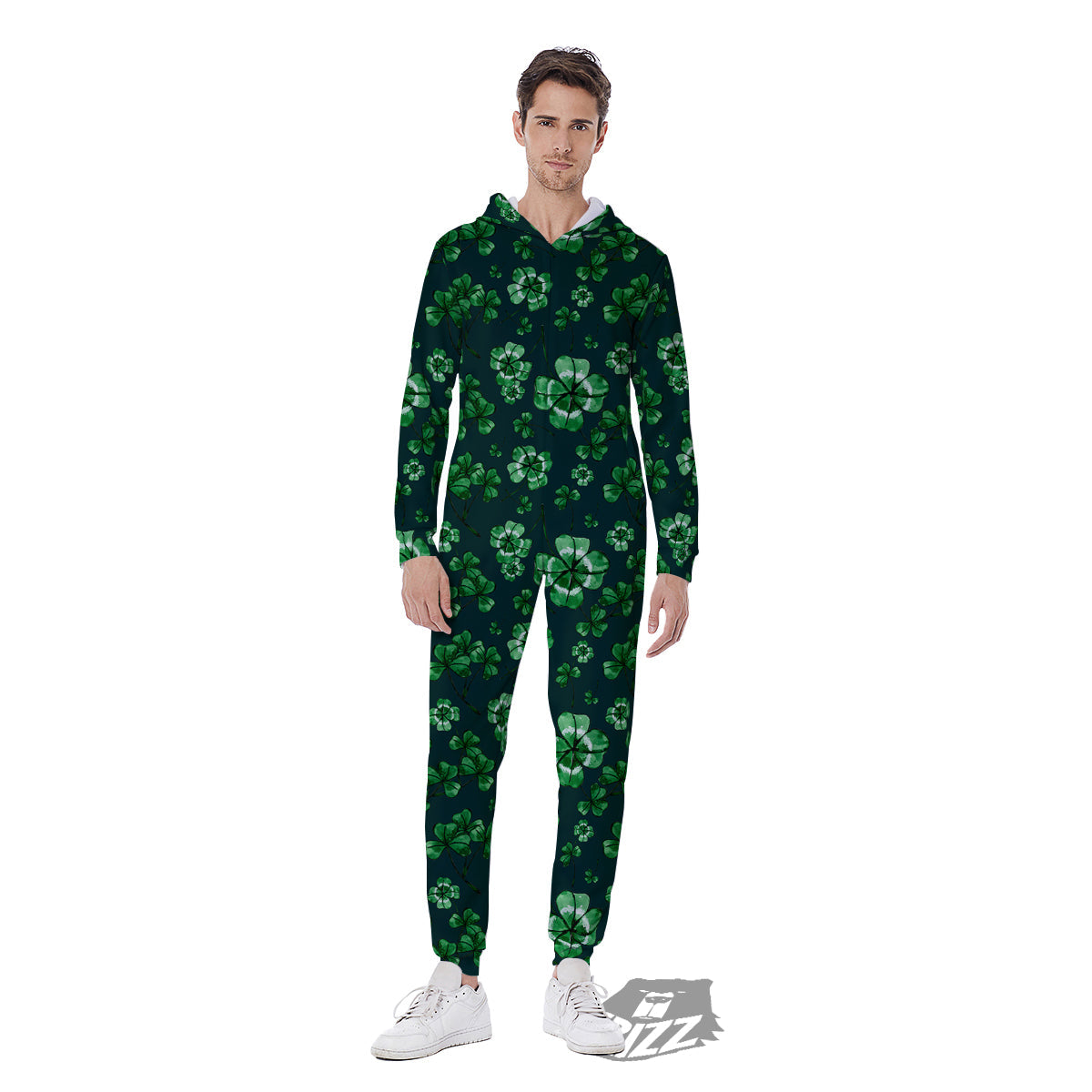 Patrick's Day Watercolor Saint Print Pattern Men's Jumpsuit-grizzshop