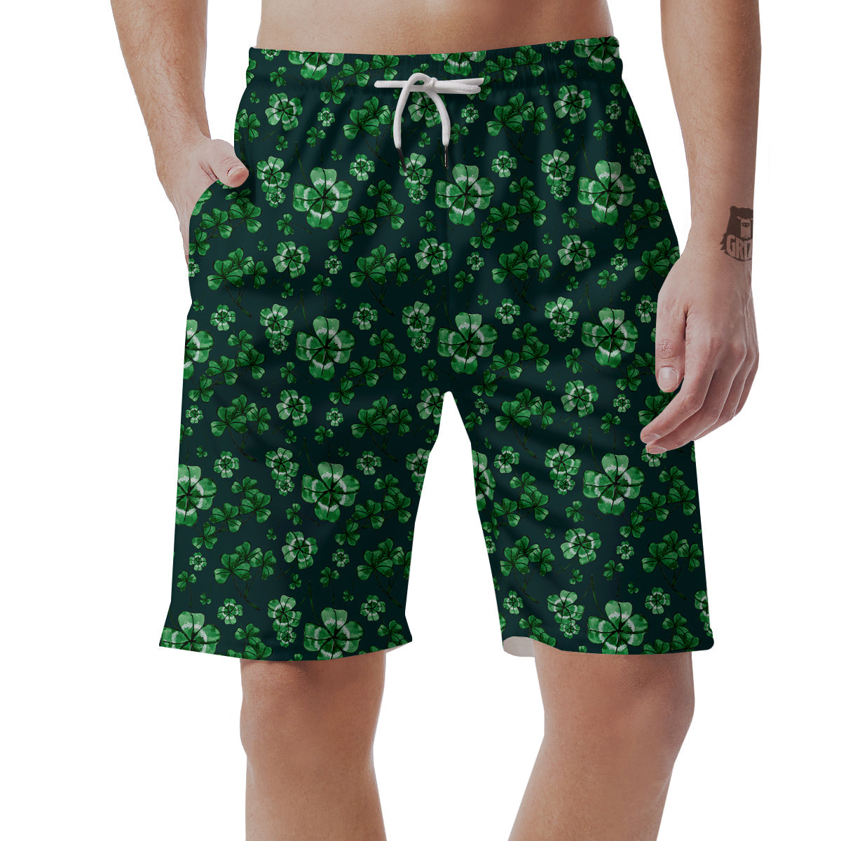 Patrick's Day Watercolor Saint Print Pattern Men's Shorts-grizzshop