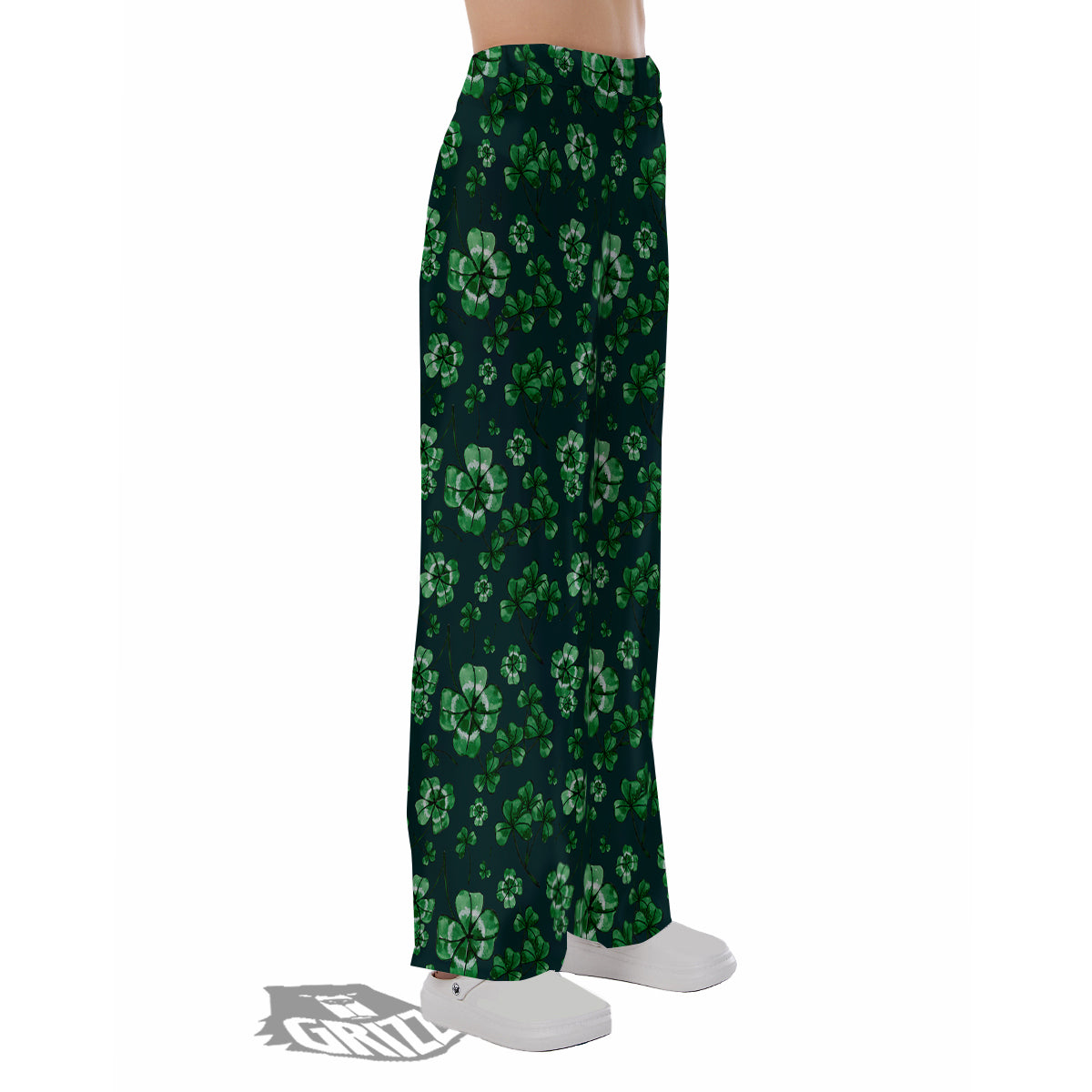 Patrick's Day Watercolor Saint Print Pattern Pajama Pants-grizzshop