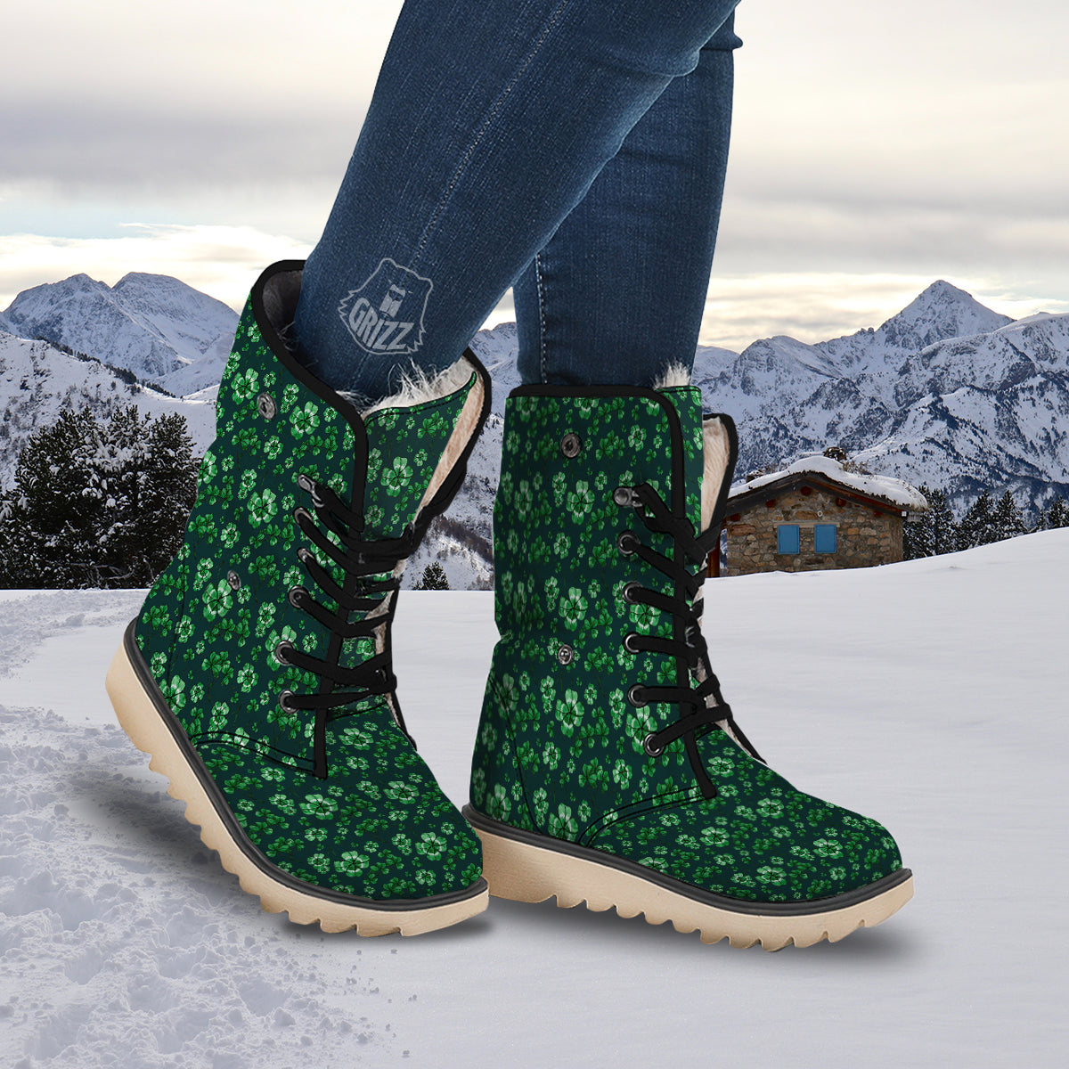 Patrick's Day Watercolor Saint Print Pattern Snow Boots-grizzshop