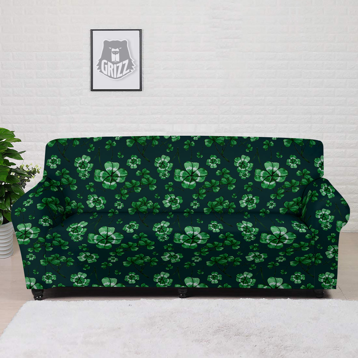 Patrick's Day Watercolor Saint Print Pattern Sofa Cover-grizzshop