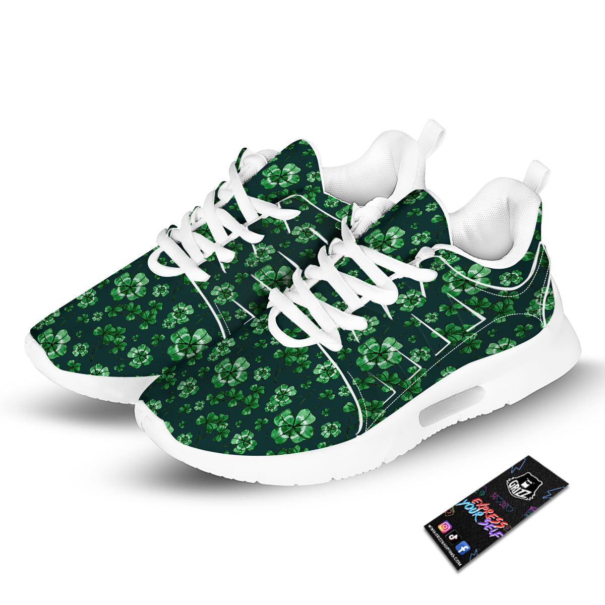 Patrick's Day Watercolor Saint Print Pattern Tennis Shoes-grizzshop