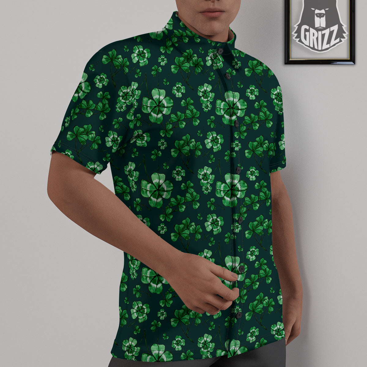 Patrick's Day Watercolor Saint Print Pattern Untucked Shirts-grizzshop