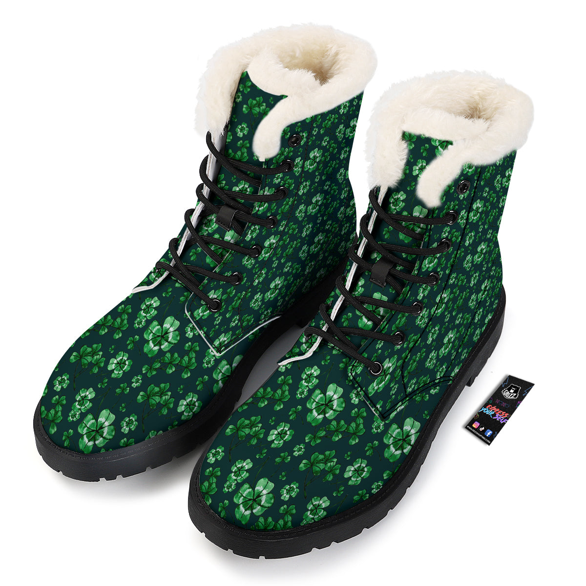 Patrick's Day Watercolor Saint Print Pattern Winter Boots-grizzshop