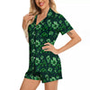 Patrick's Day Watercolor Saint Print Pattern Women Silk Pajamas-grizzshop