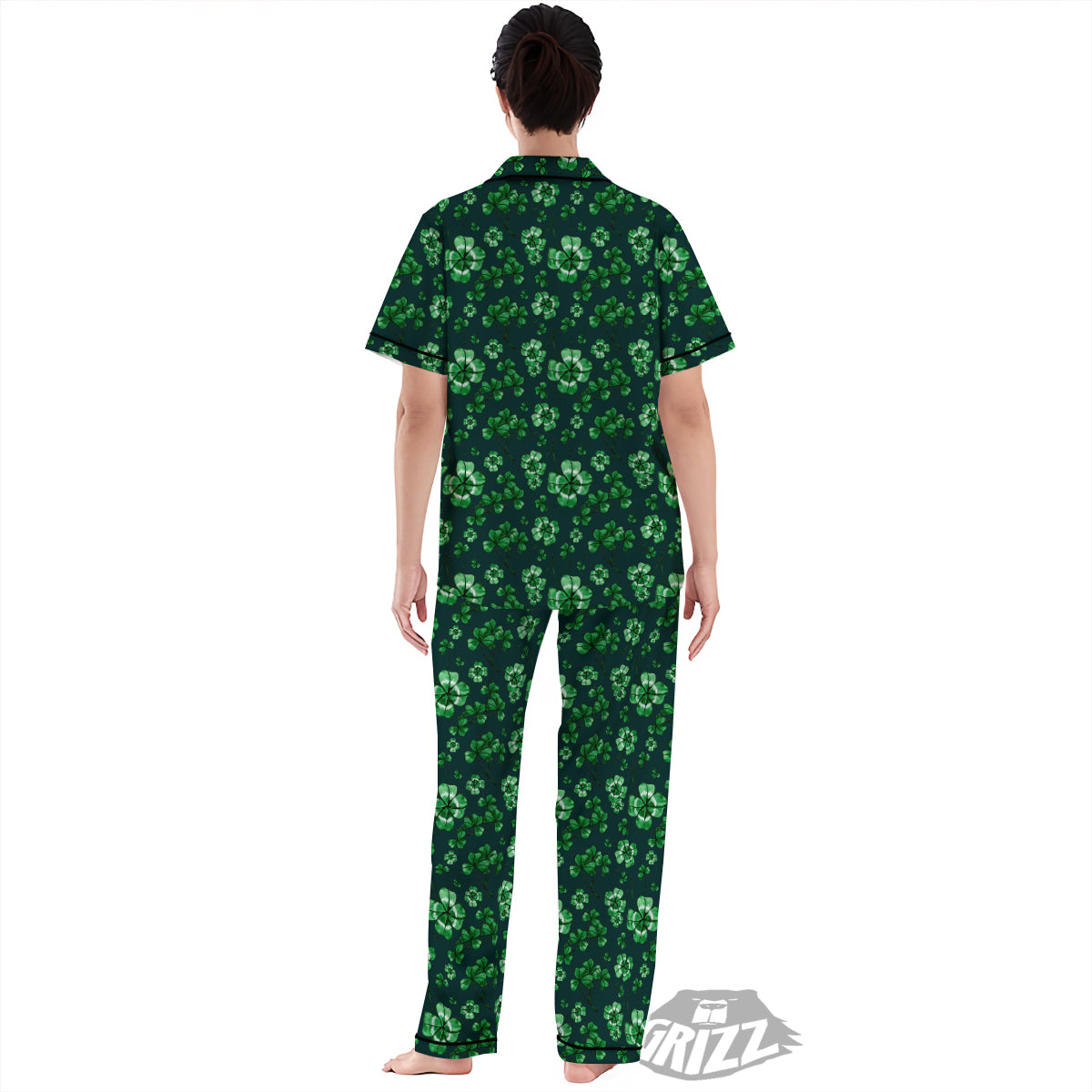 Patrick's Day Watercolor Saint Print Pattern Women's Pajamas Set-grizzshop