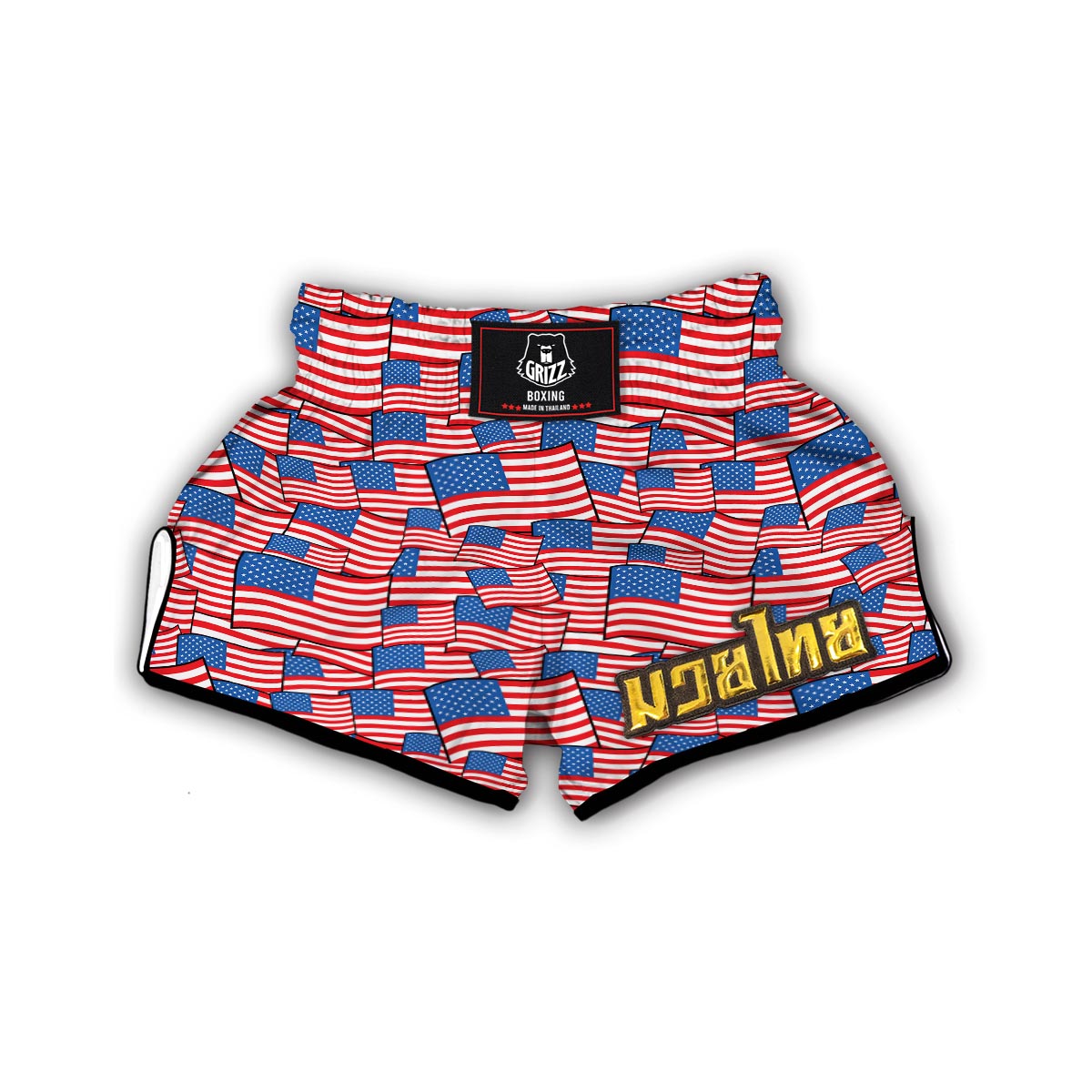 Patriot Pattern Print Muay Thai Boxing Shorts-grizzshop