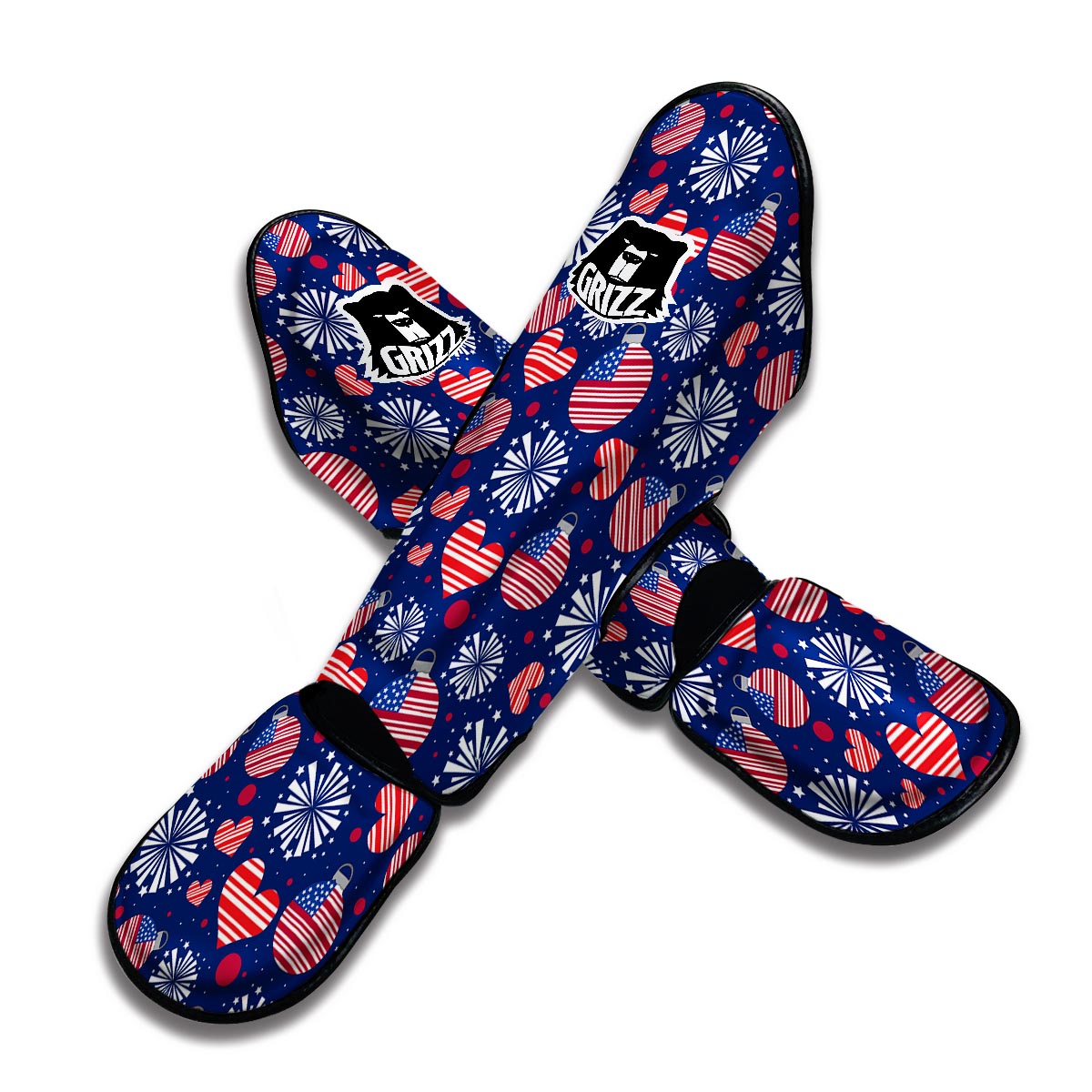 Patriot Print Pattern Muay Thai Shin Guards-grizzshop