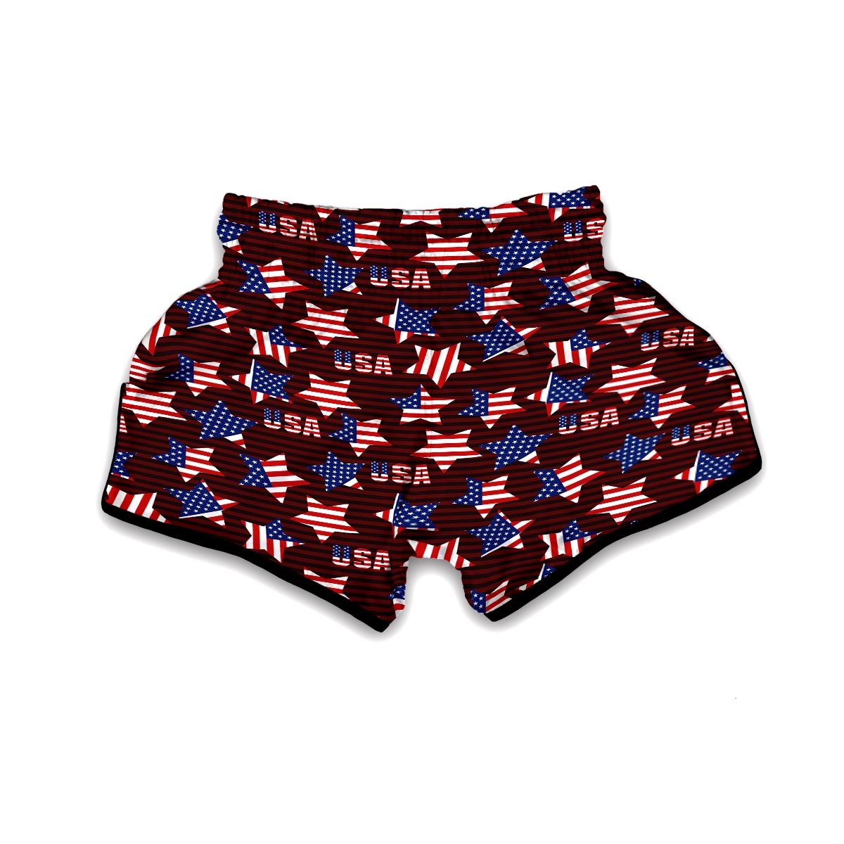 Patriot Usa Print Pattern Muay Thai Boxing Shorts-grizzshop