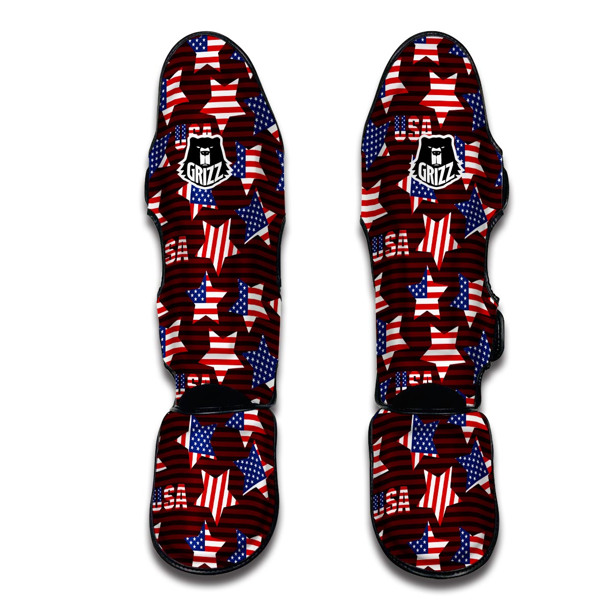 Patriot Usa Print Pattern Muay Thai Shin Guards-grizzshop