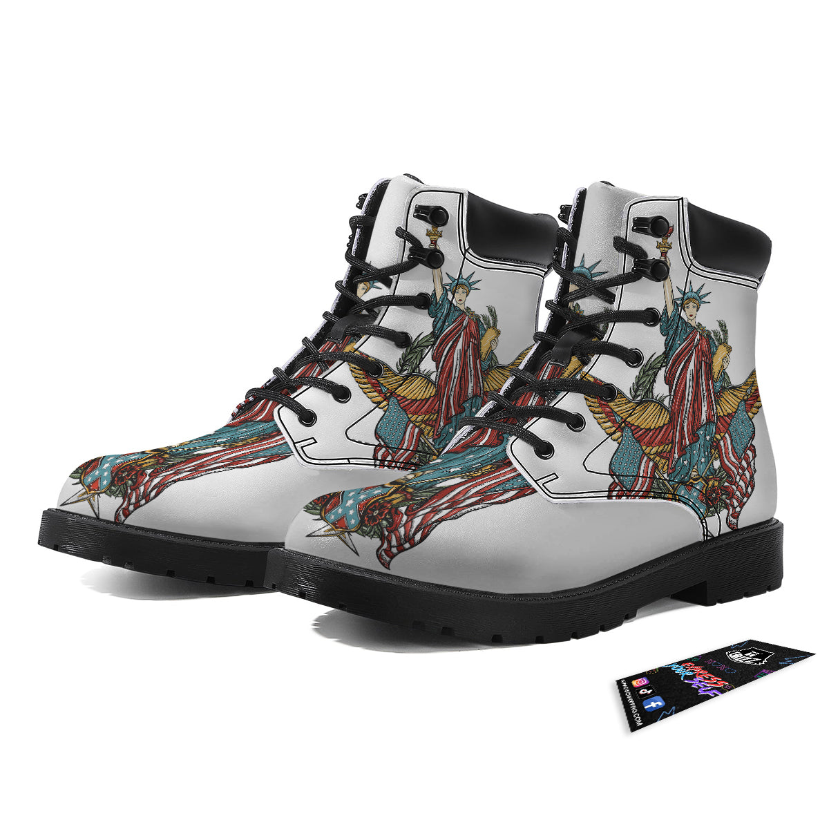 Patriotic Art Statue Of Liberty Print Boots-grizzshop