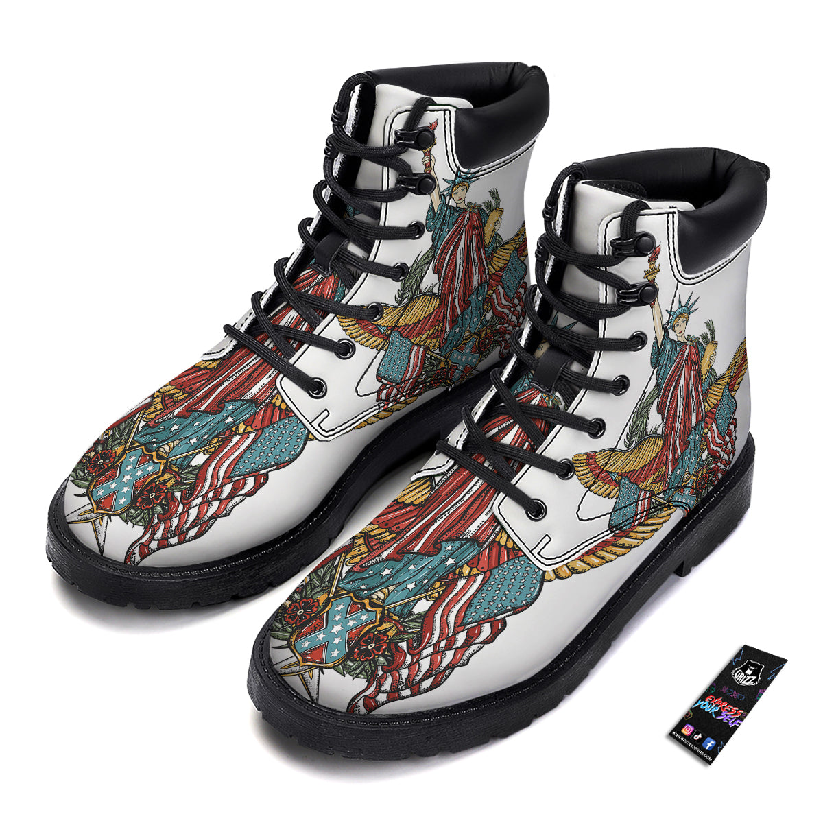 Patriotic Art Statue Of Liberty Print Boots-grizzshop