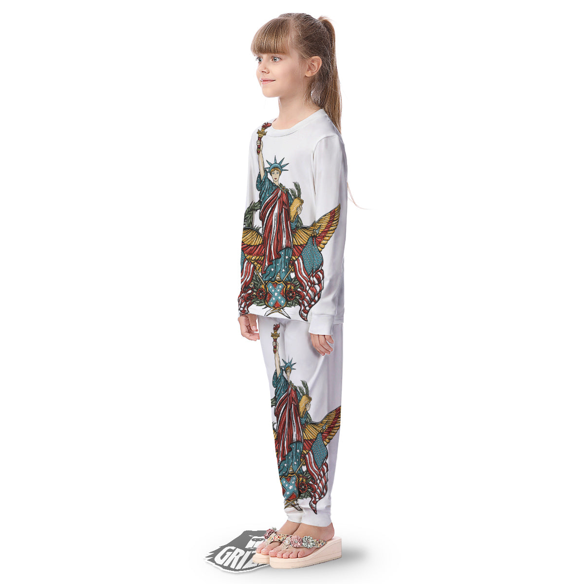 Patriotic Art Statue Of Liberty Print Kid's Pajamas-grizzshop