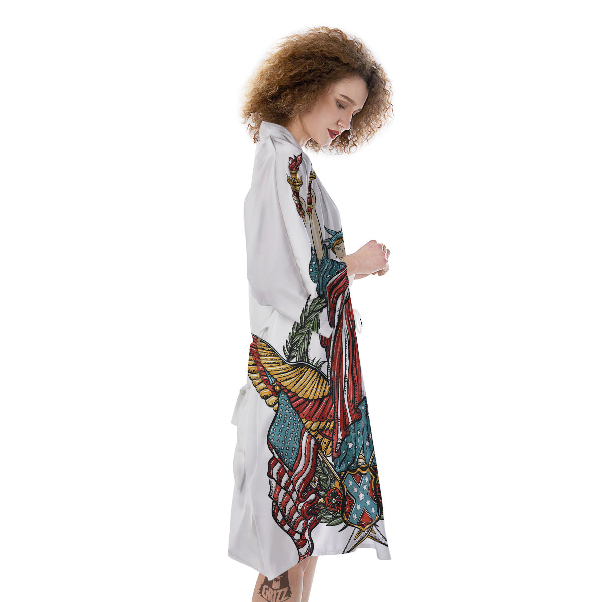 Patriotic Art Statue Of Liberty Print Kimono-grizzshop