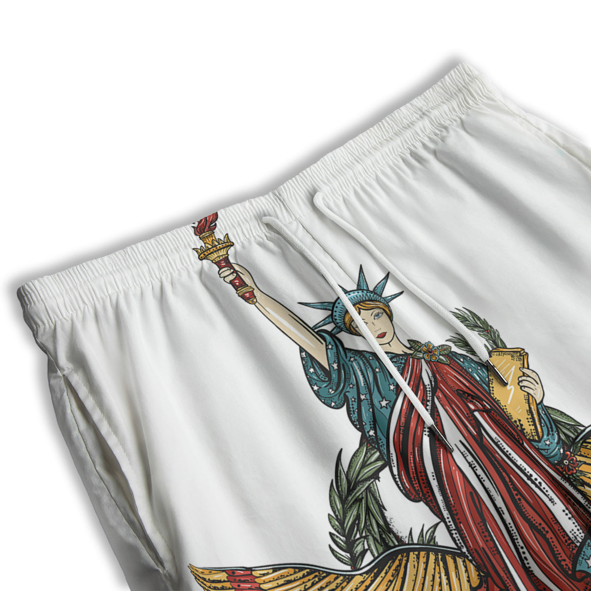 Patriotic Art Statue Of Liberty Print Men's Athletic Shorts