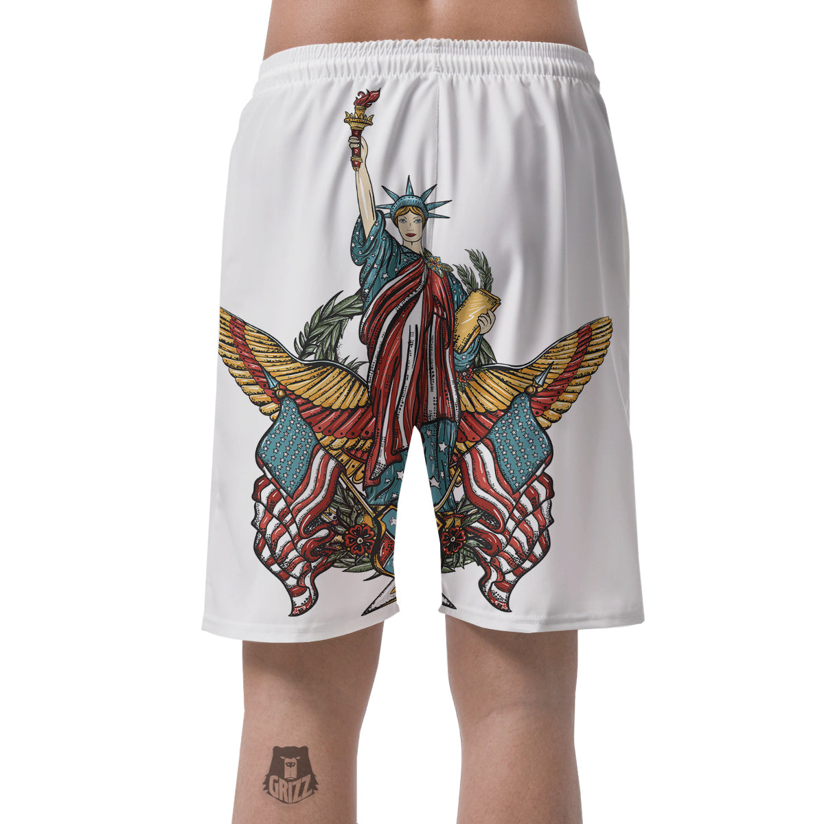 Patriotic Art Statue Of Liberty Print Men's Shorts-grizzshop