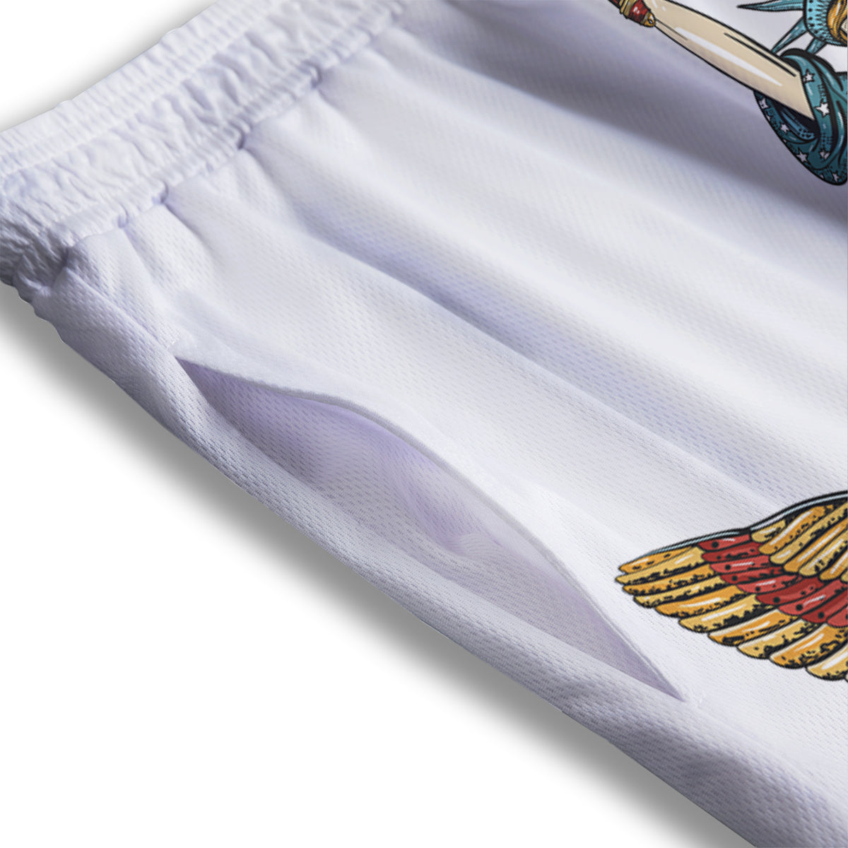 Poker Cards Print Mesh Shorts